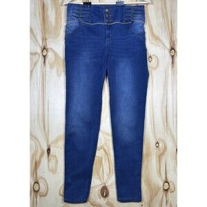 Tissini Jeans Womens Blue High Rise Button Fly Colombian